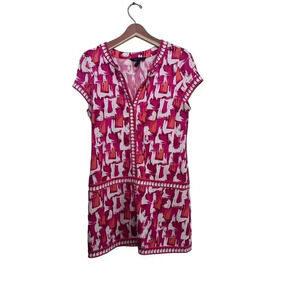 BCBGMAXAZRIA Women's Pink Short Sleeve Drop Waist Mini Dress Size M